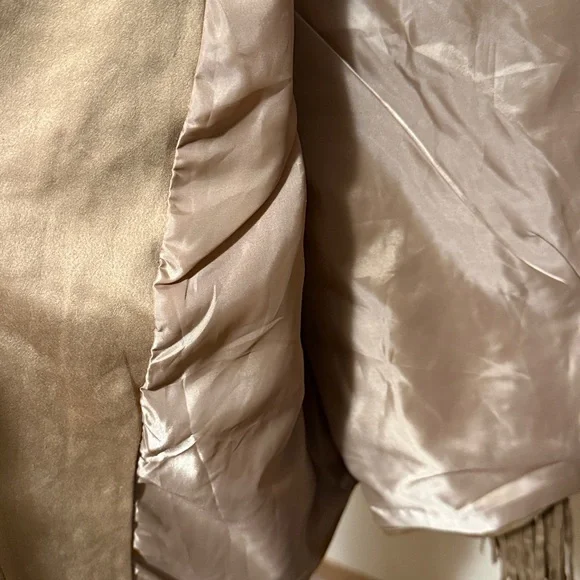 Western Tan fringe cropped moto zip jacket faux suede with belt women’s MEDIUM - Picture 15 of 15